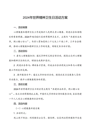 三篇社区卫生服务中心2024年世界精神卫生日工作方案.docx