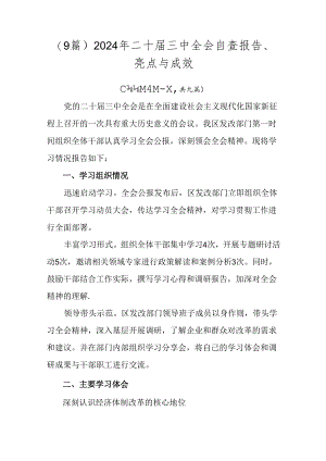 （9篇）2024年二十届三中全会自查报告、亮点与成效.docx