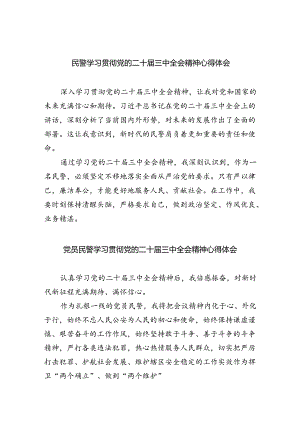 民警学习贯彻党的二十届三中全会精神心得体会8篇（最新版）.docx