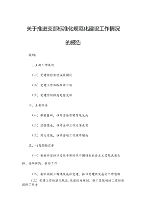 关于推进支部标准化规范化建设工作情况的报告.docx
