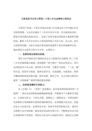 （9篇）文联党组书记学习贯彻二十届三中全会精神心得体会范文.docx