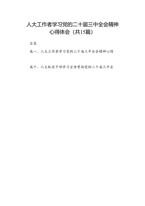 （15篇）人大工作者学习党的二十届三中全会精神心得体会范文.docx