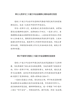 （6篇）审计人员学习二十届三中全会精神心得体会研讨发言范文.docx