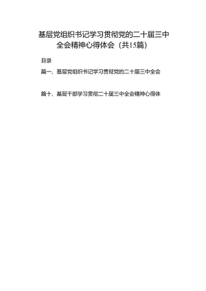 （15篇）基层党组织书记学习贯彻党的二十届三中全会精神心得体会汇编.docx