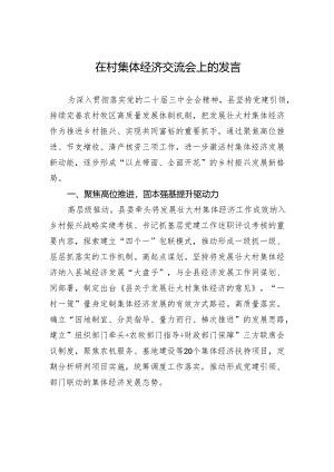 在村集体经济交流会上的发言.docx