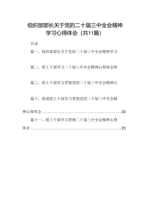 （11篇）组织部部长关于党的二十届三中全会精神学习心得体会（精选）.docx