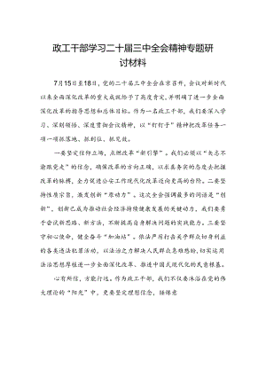 政工干部学习二十届三中全会精神专题研讨材料.docx