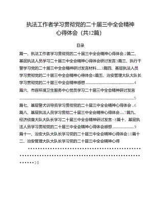 执法工作者学习贯彻党的二十届三中全会精神心得体会12篇（精选）.docx