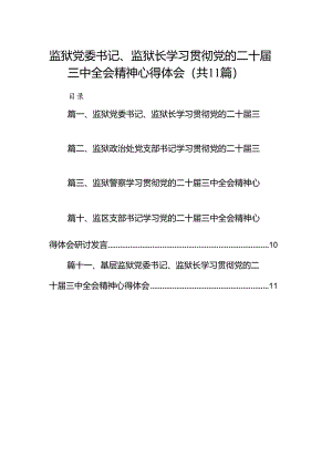 （11篇）监狱党委书记、监狱长学习贯彻党的二十届三中全会精神心得体会范文.docx