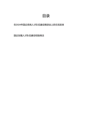 书记领导在2024年国企系统公司某厂人才队伍建设推进会上的研讨交流发言和国企加强人才队伍建设经验做法.docx
