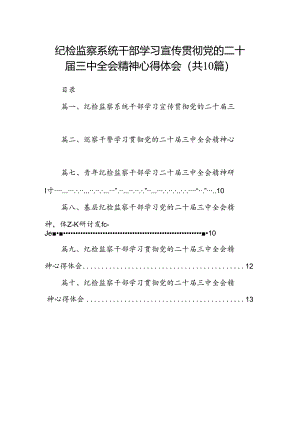 （10篇）纪检监察系统干部学习宣传贯彻党的二十届三中全会精神心得体会范文.docx