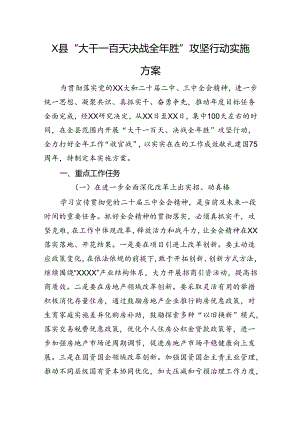 X县“大干一百天决战全年胜”攻坚行动实施方案.docx
