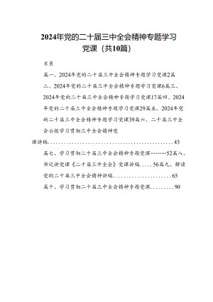（10篇）2024年党的二十届三中全会精神专题学习党课范文精选.docx