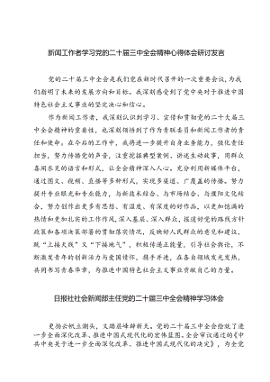 (六篇)新闻工作者学习党的二十届三中全会精神心得体会研讨发言（详细版）.docx