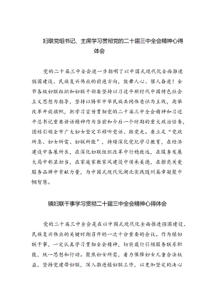妇联党组书记、主席学习贯彻党的二十届三中全会精神心得体会(四篇集合).docx