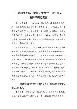 公安机关领导干部学习党的二十届三中全会精神研讨发言.docx