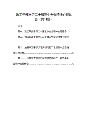 （11篇）政工干部学习二十届三中全会精神心得体会（最新版）.docx