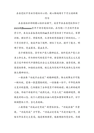 县委党校中青班专题培训心得：凝心铸魂增才干守正创新敢作为.docx