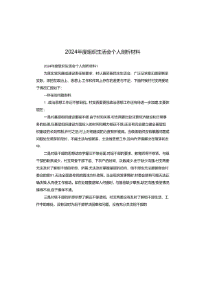 2024年度组织生活会个人剖析材料.docx