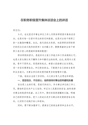 在职务职级晋升集体谈话会上的讲话.docx