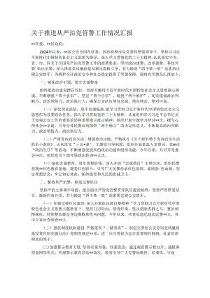 关于推进从严治党管警工作情况汇报.docx