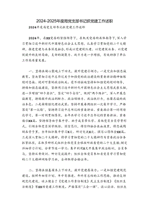 2024-2025年度局党支部书记抓党建工作述职.docx