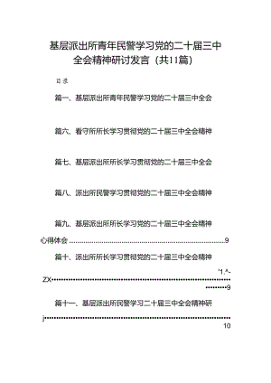 （11篇）基层派出所青年民警学习党的二十届三中全会精神研讨发言（精选）.docx