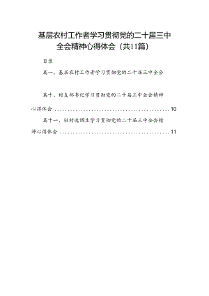 （11篇）基层农村工作者学习贯彻党的二十届三中全会精神心得体会（精选）.docx