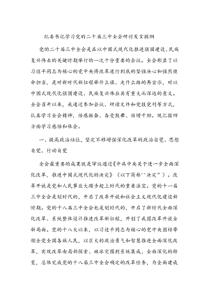 纪委书记学习党的二十届三中全会研讨发言提纲.docx