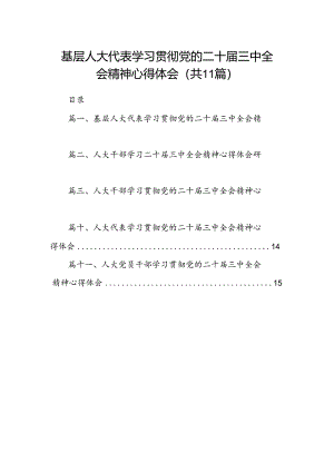（11篇）基层人大代表学习贯彻党的二十届三中全会精神心得体会范文.docx