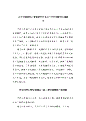 刑检检察官学习贯彻党的二十届三中全会精神心得体会（共8篇）.docx