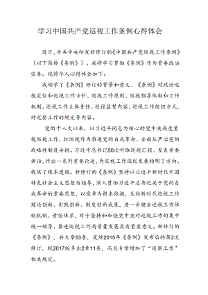 乡镇党员干部学习《中国共产党巡视工作条例》个人心得体会 （合计7份）.docx