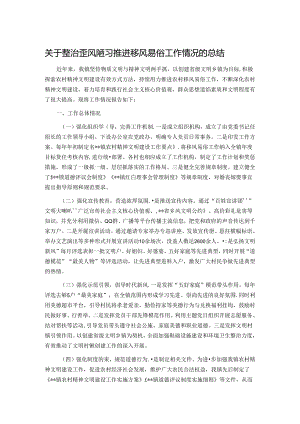关于整治歪风陋习推进移风易俗工作情况的总结.docx
