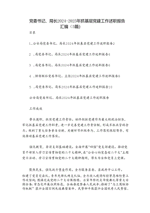 党委书记、局长2024-2025年抓基层党建工作述职报告汇编（5篇）.docx