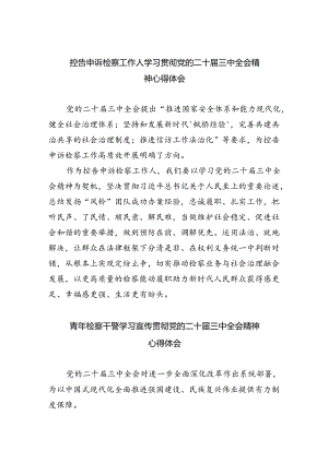 控告申诉检察工作人学习贯彻党的二十届三中全会精神心得体会四篇（最新版）.docx