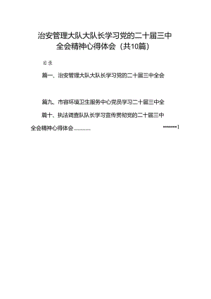 （10篇）治安管理大队大队长学习党的二十届三中全会精神心得体会（详细版）.docx