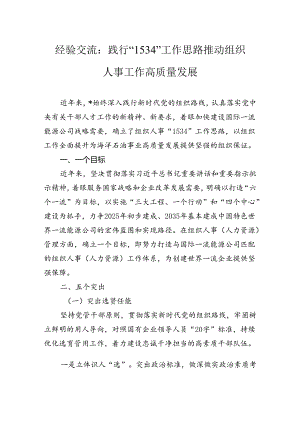 经验交流：践行“1534”工作思路推动组织人事工作高质量发展.docx