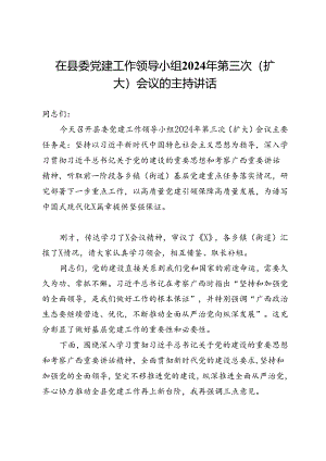 在县委党建工作领导小组2024年第三次（扩大）会议的主持讲话提纲.docx