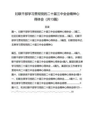 （13篇）妇联干部学习贯彻党的二十届三中全会精神心得体会通用.docx