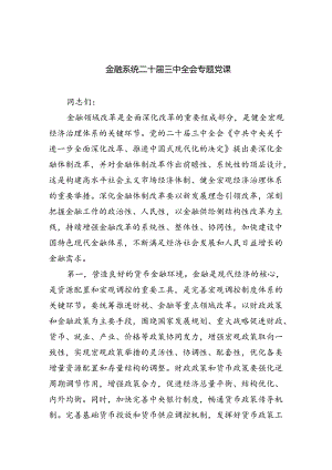 （6篇）金融系统二十届三中全会专题党课范文.docx
