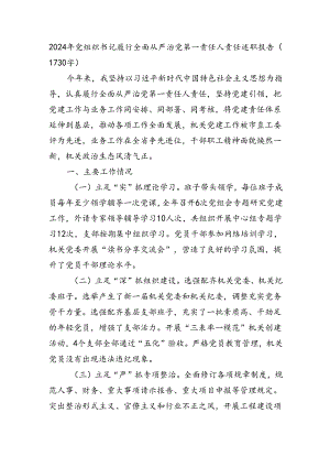 2024年党组织书记履行全面从严治党第一责任人责任述职报告.docx
