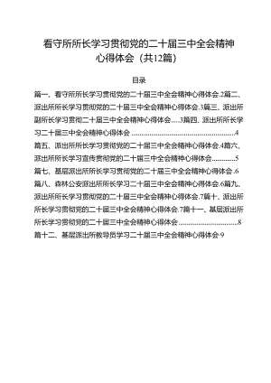 看守所所长学习贯彻党的二十届三中全会精神心得体会12篇（精选）.docx