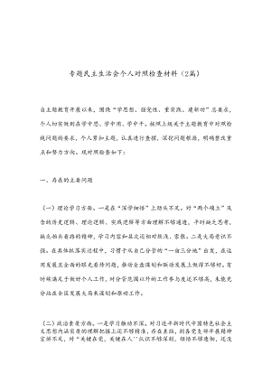 （2篇）专题民主生活会个人对照检查材料.docx
