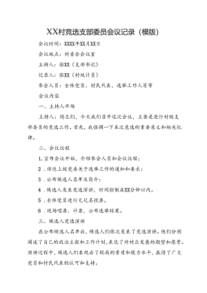 XX村竞选支部委员会议记录（模版）.docx