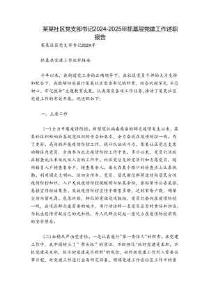 某某社区党支部书记2024-2025年抓基层党建工作述职报告.docx
