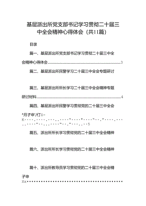 （11篇）基层派出所党支部书记学习贯彻二十届三中全会精神心得体会（最新版）.docx