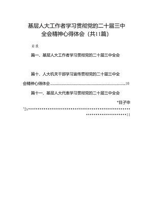 （11篇）基层人大工作者学习贯彻党的二十届三中全会精神心得体会合辑.docx