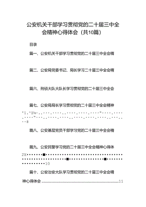 （10篇）公安机关干部学习贯彻党的二十届三中全会精神心得体会（详细版）.docx