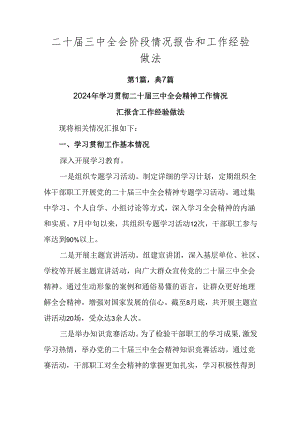 二十届三中全会阶段情况报告和工作经验做法.docx