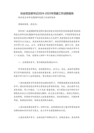 协会党支部书记2024-2025年党建工作述职报告.docx